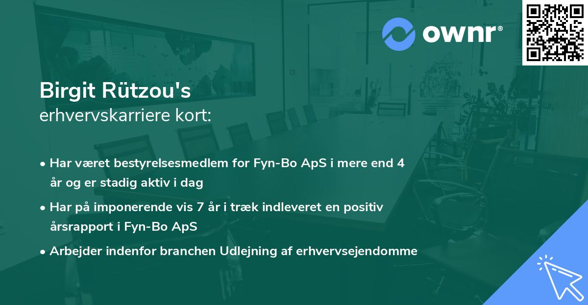 Birgit Rützou's erhvervskarriere kort