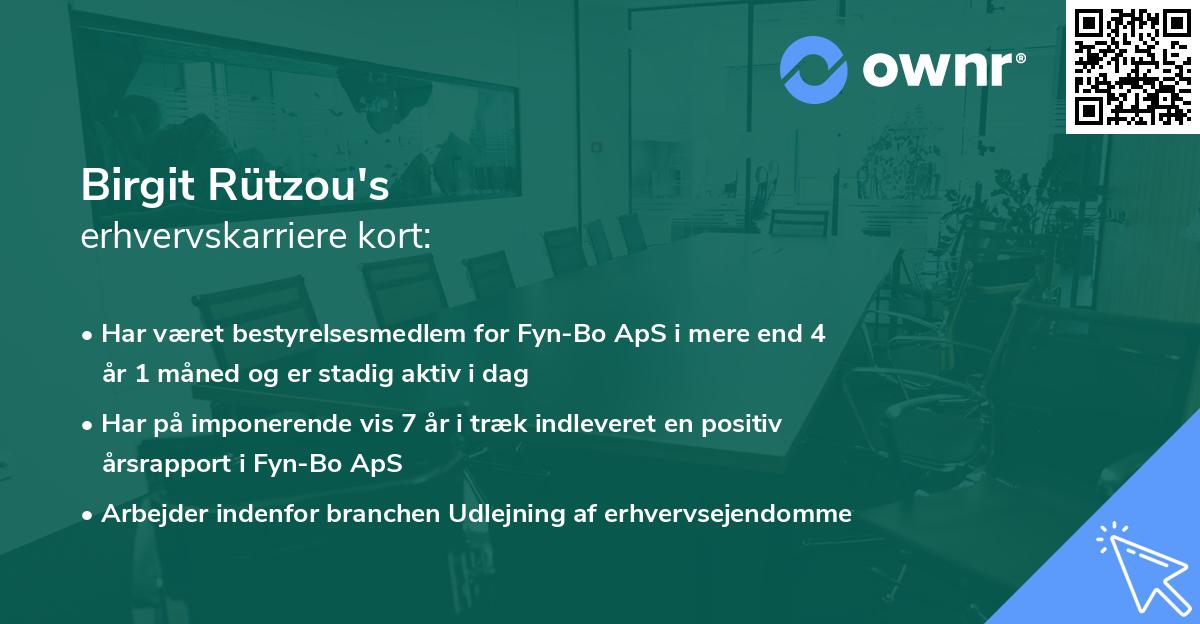 Birgit Rützou's erhvervskarriere kort