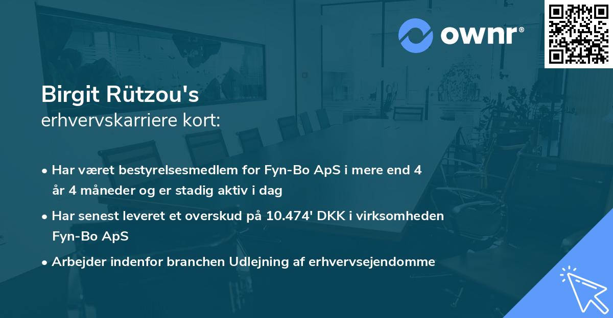 Birgit Rützou's erhvervskarriere kort