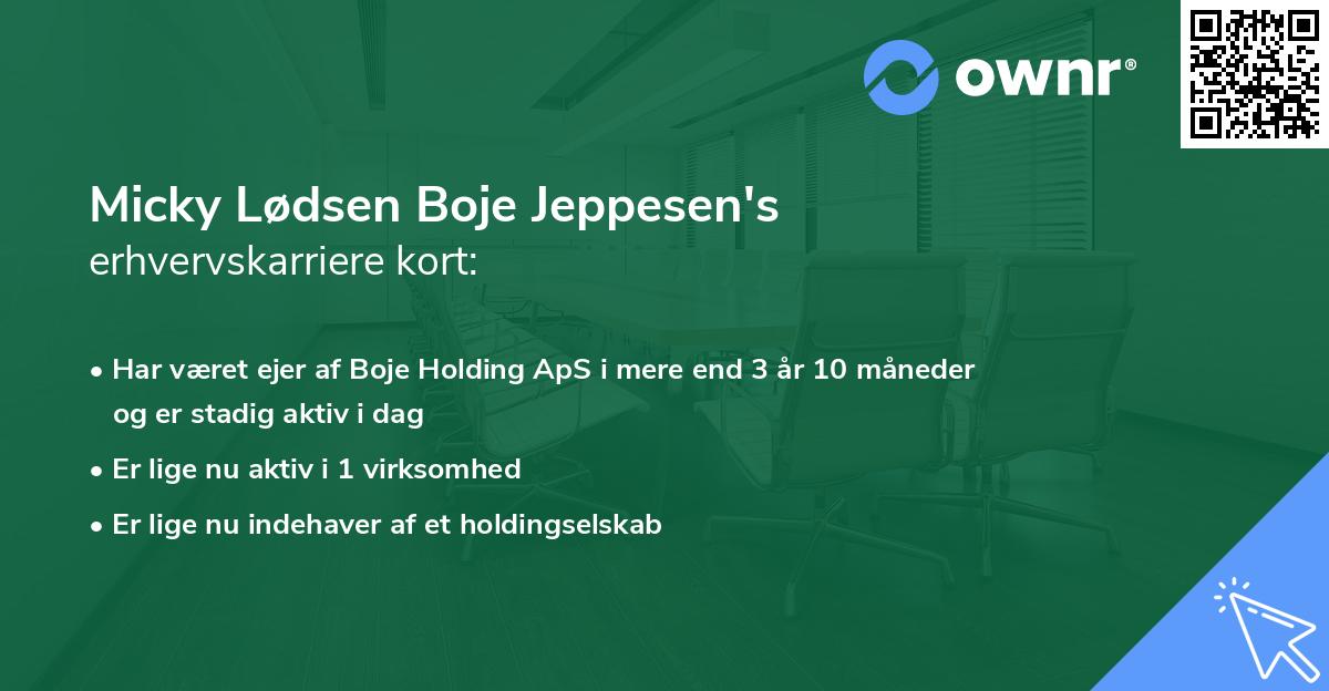 Micky Lødsen Boje Jeppesen's erhvervskarriere kort