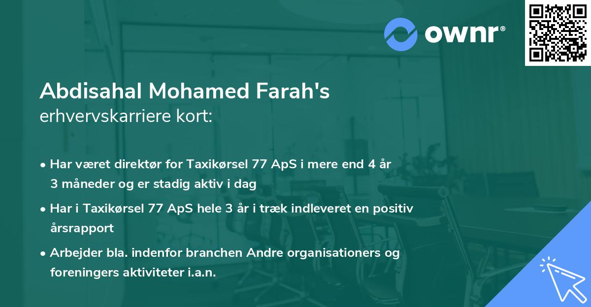 Abdisahal Mohamed Farah's erhvervskarriere kort