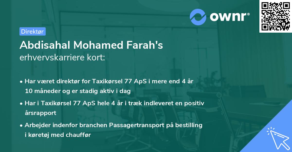 Abdisahal Mohamed Farah's erhvervskarriere kort