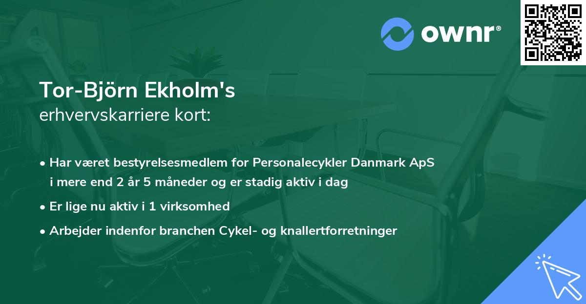 Tor-Björn Ekholm's erhvervskarriere kort