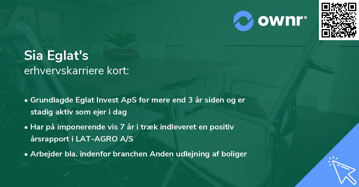 Sia Eglat's erhvervskarriere kort