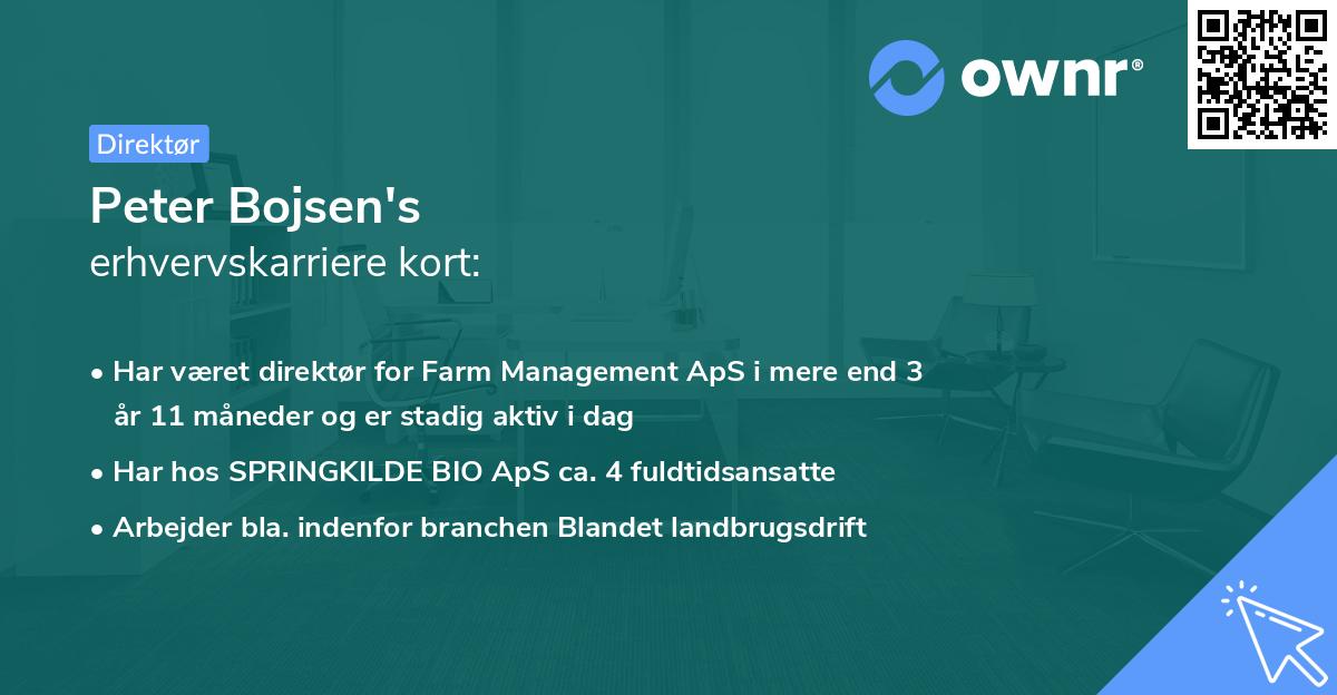 Peter Bojsen's erhvervskarriere kort
