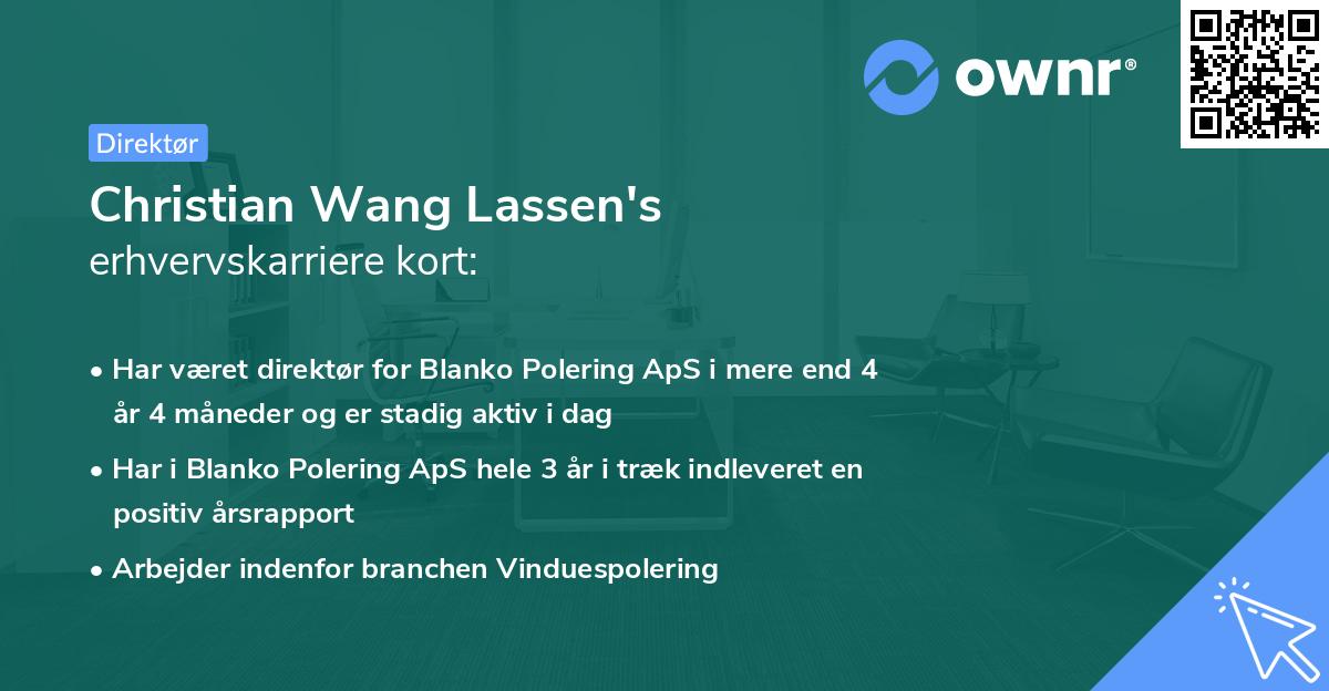 Christian Wang Lassen's erhvervskarriere kort