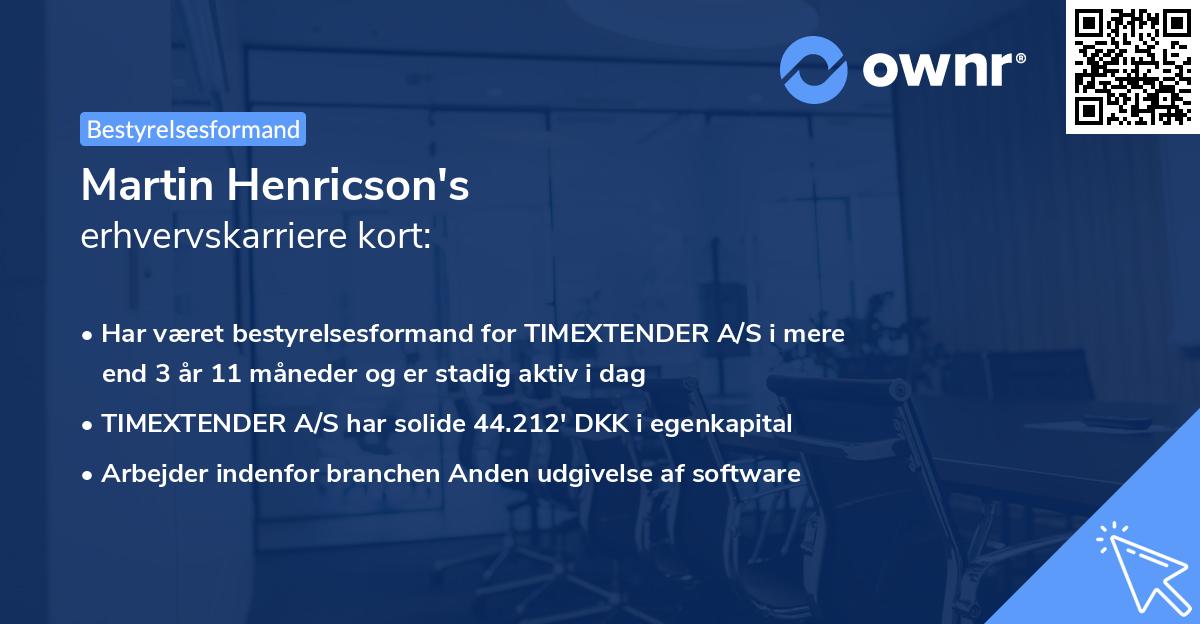 Martin Henricson's erhvervskarriere kort