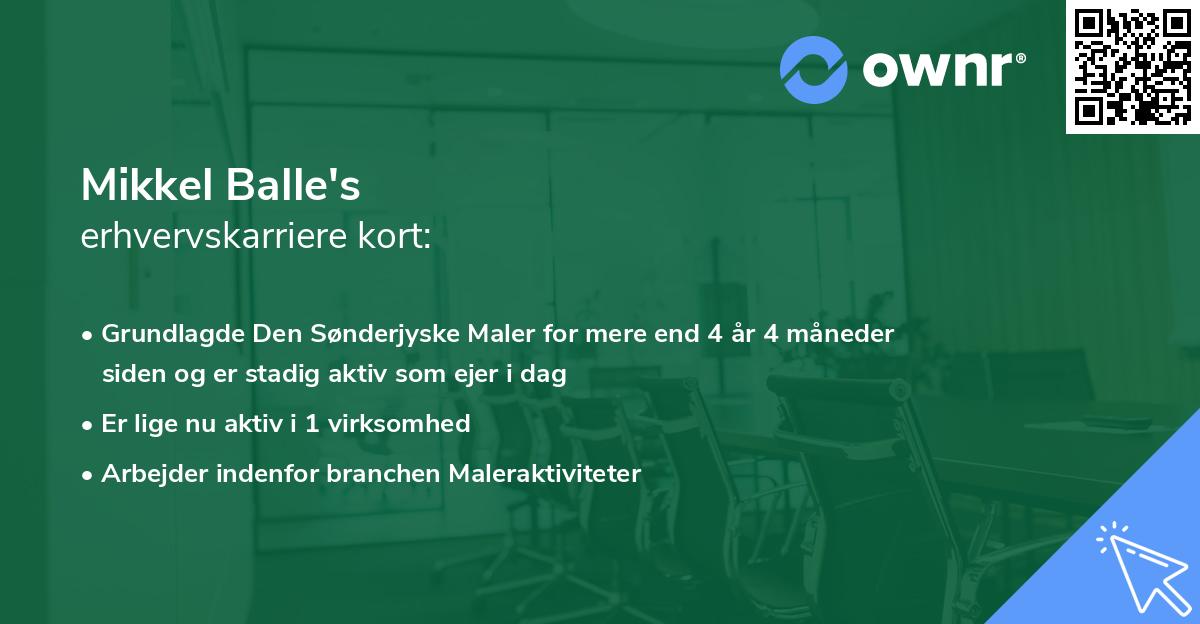 Mikkel Balle's erhvervskarriere kort