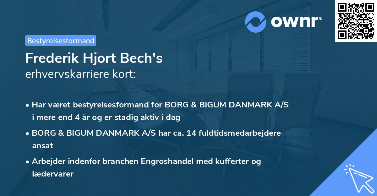 Frederik Hjort Bech's erhvervskarriere kort