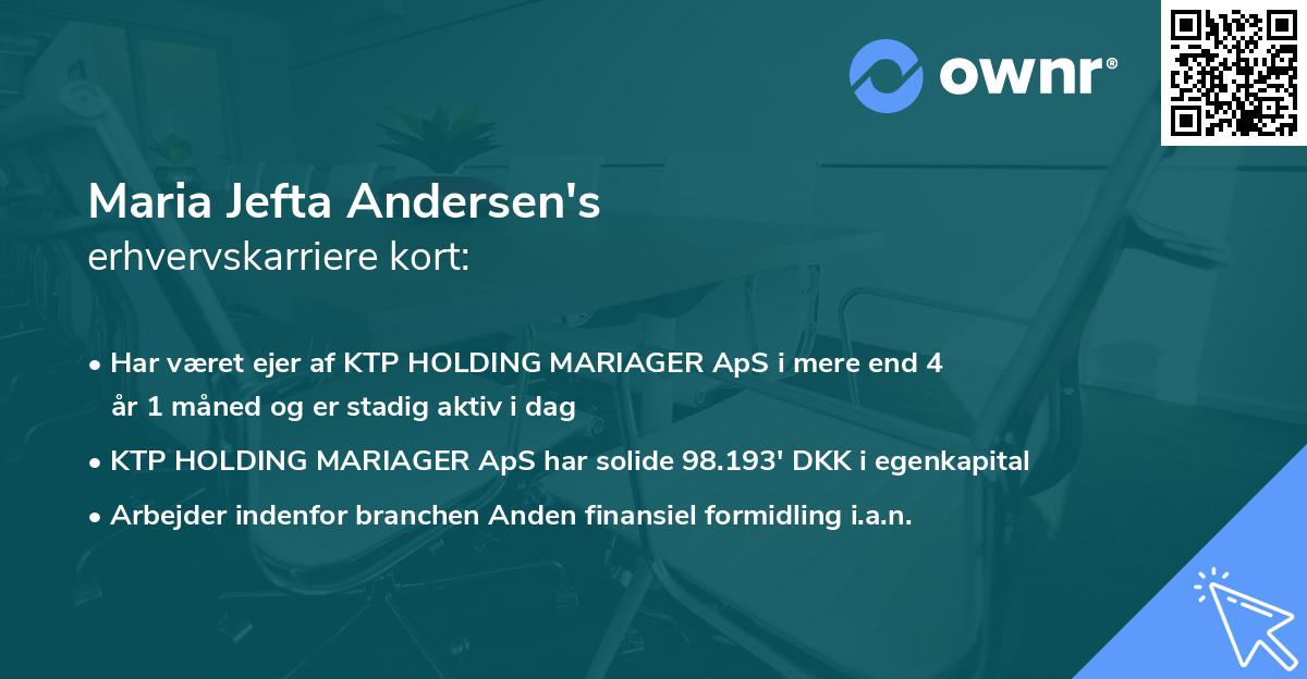 Maria Jefta Andersen's erhvervskarriere kort