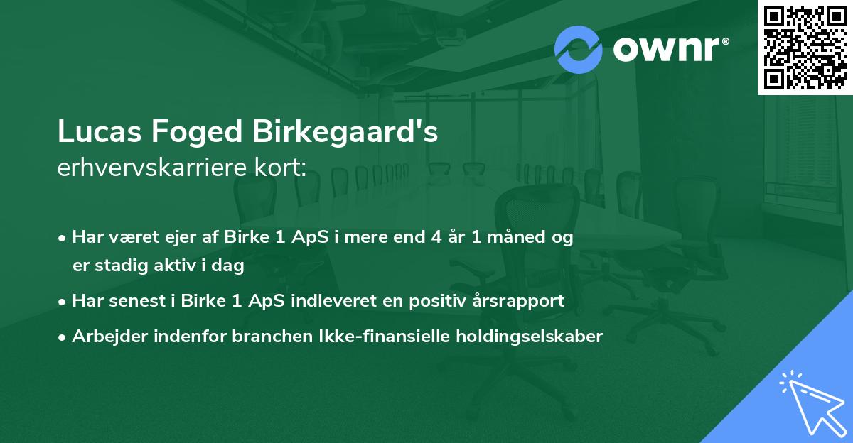 Lucas Foged Birkegaard's erhvervskarriere kort