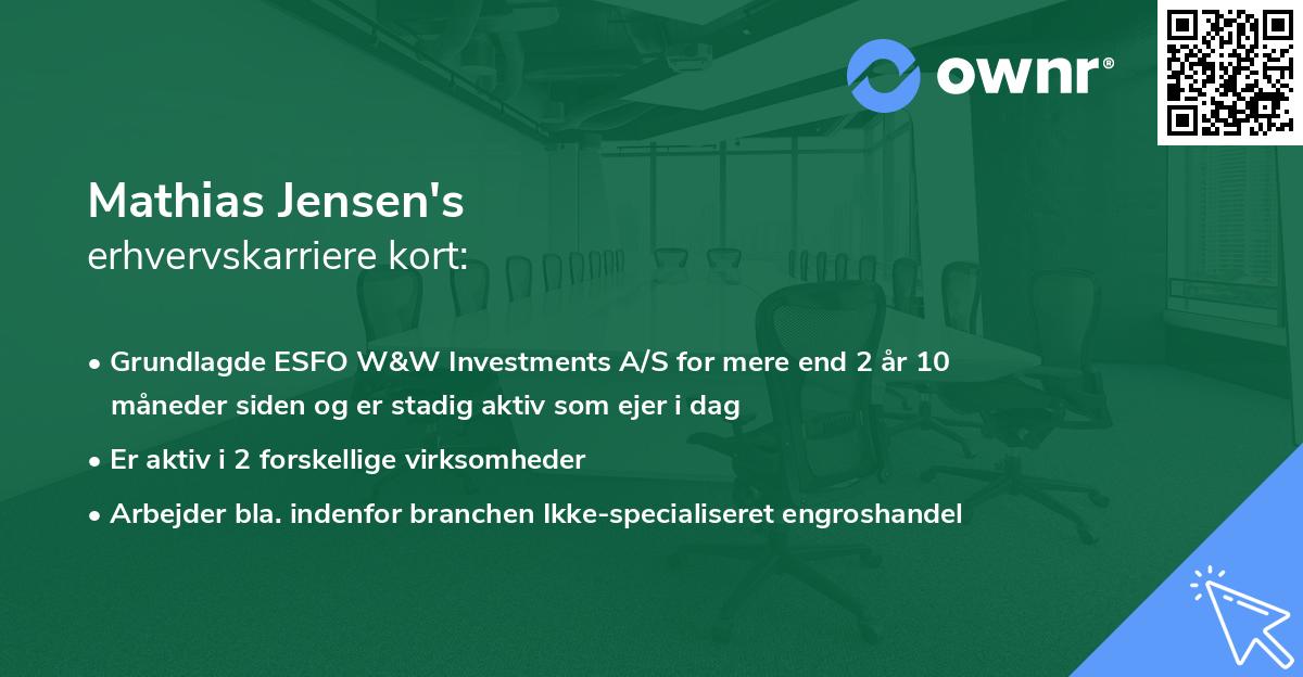 Mathias Jensen's erhvervskarriere kort