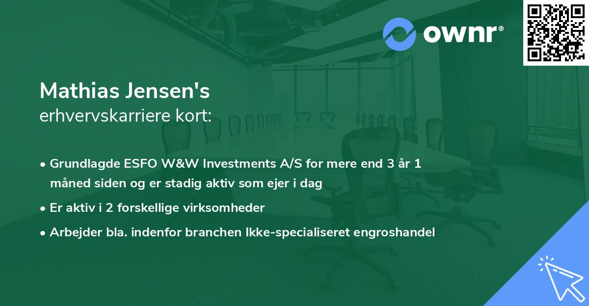 Mathias Jensen's erhvervskarriere kort