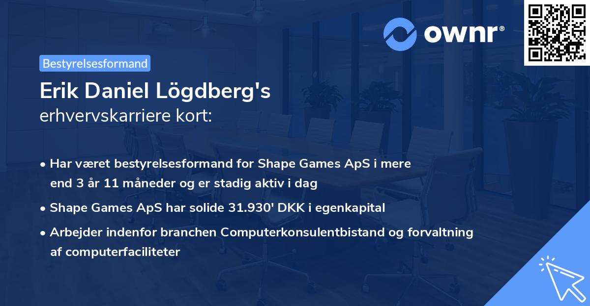 Erik Daniel Lögdberg's erhvervskarriere kort