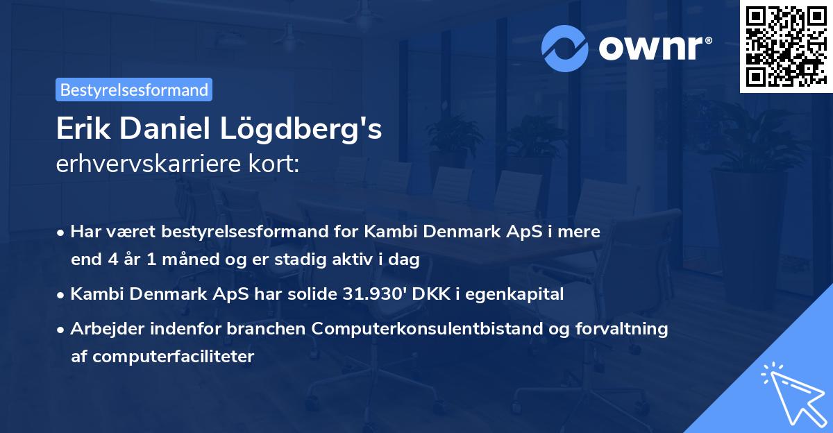 Erik Daniel Lögdberg's erhvervskarriere kort