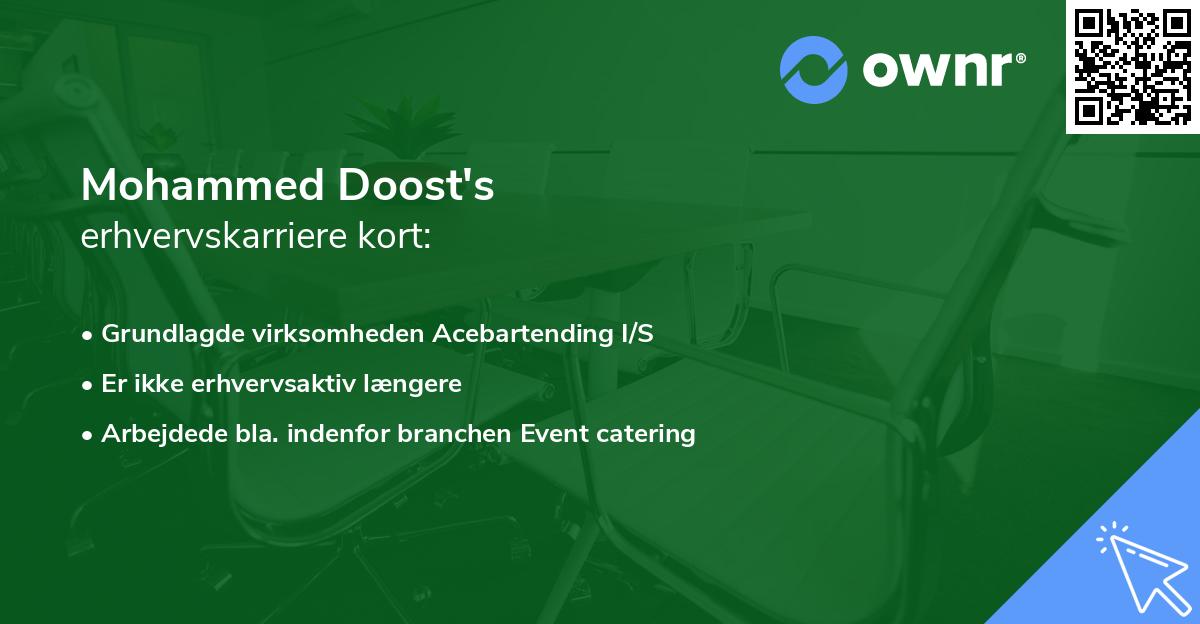 Mohammed Doost's erhvervskarriere kort