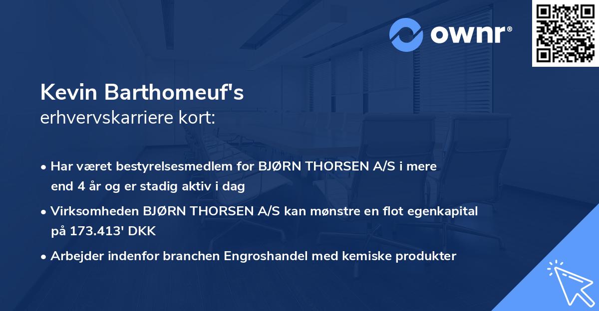 Kevin Barthomeuf's erhvervskarriere kort