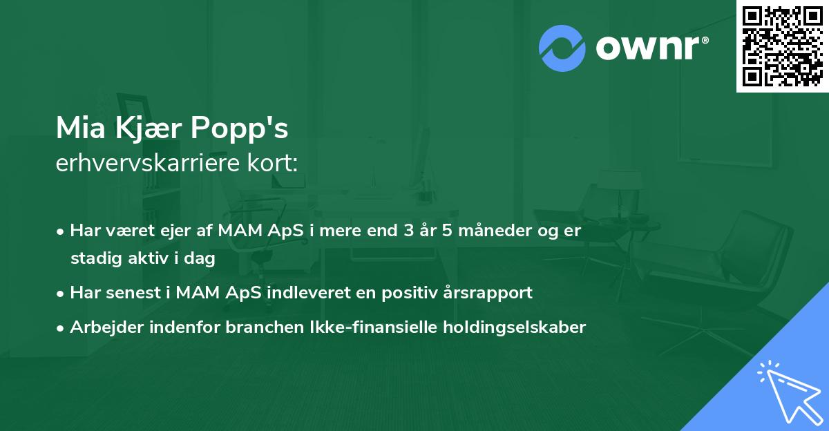 Mia Kjær Popp's erhvervskarriere kort