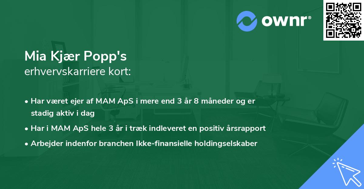 Mia Kjær Popp's erhvervskarriere kort