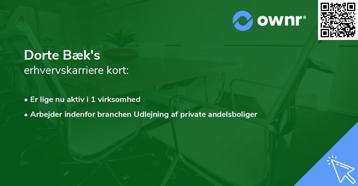 Dorte Bæk's erhvervskarriere kort