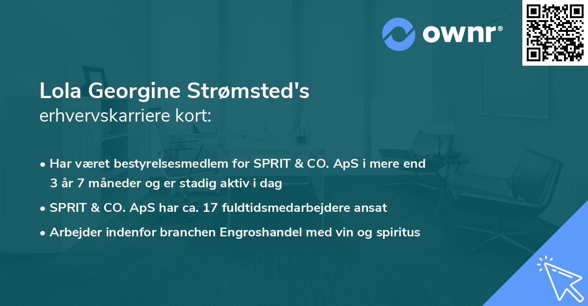 Lola Georgine Strømsted's erhvervskarriere kort