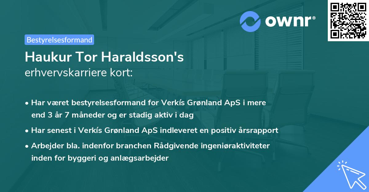 Haukur Tor Haraldsson's erhvervskarriere kort