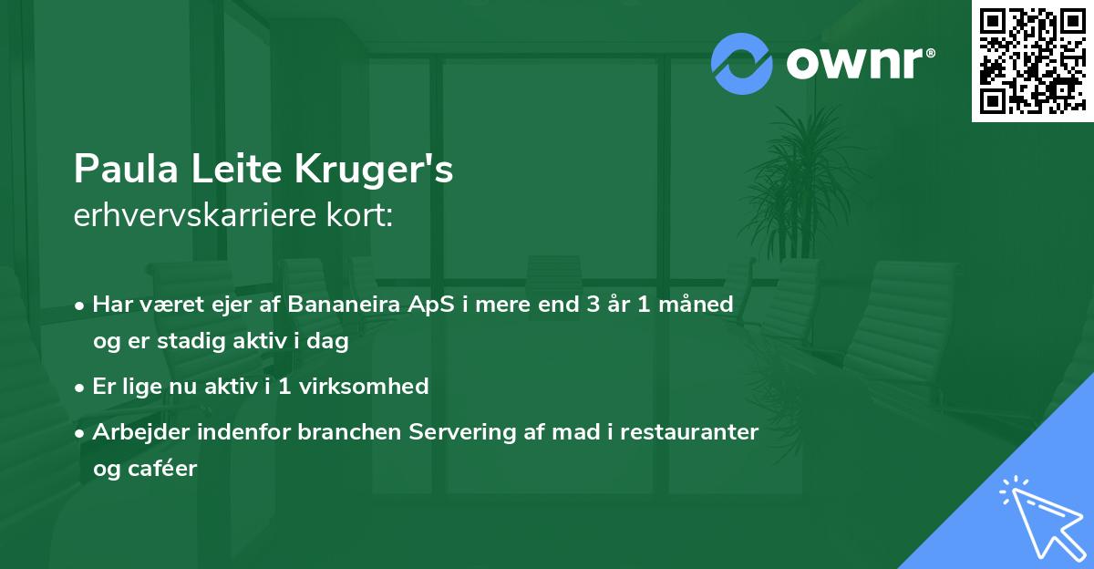 Paula Leite Kruger's erhvervskarriere kort