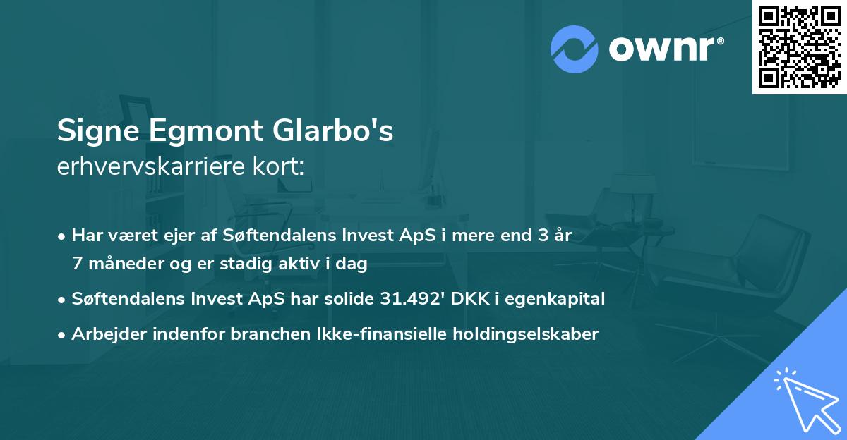 Signe Egmont Glarbo's erhvervskarriere kort