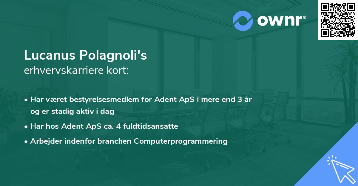 Lucanus Polagnoli's erhvervskarriere kort