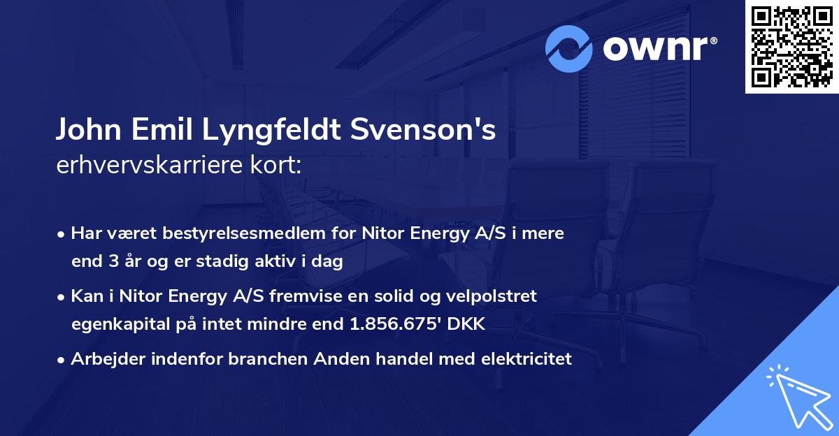 John Emil Lyngfeldt Svenson's erhvervskarriere kort