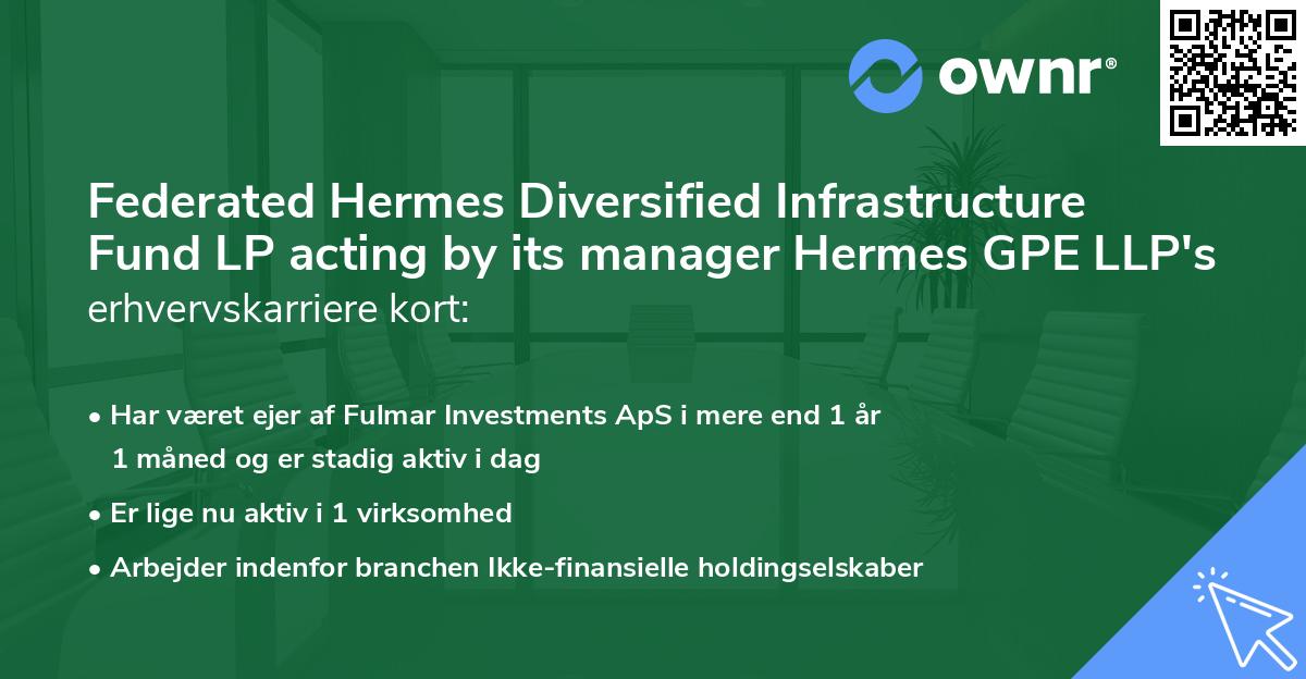 Federated Hermes Diversified Infrastructure Fund LP acting by its manager Hermes GPE LLP's erhvervskarriere kort