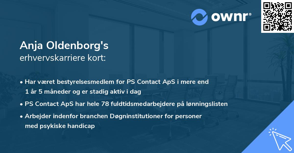 Anja Oldenborg's erhvervskarriere kort