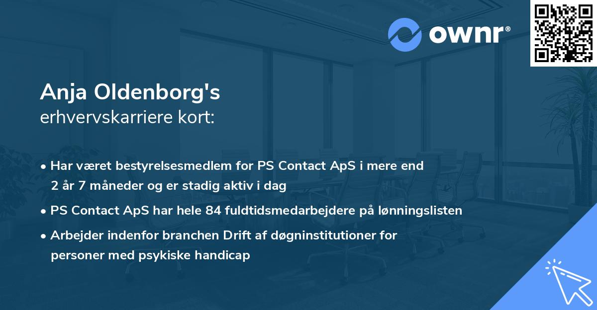 Anja Oldenborg's erhvervskarriere kort
