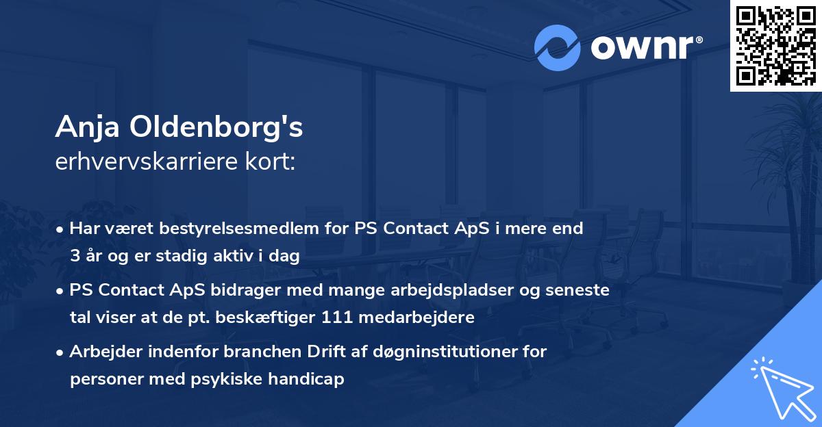 Anja Oldenborg's erhvervskarriere kort