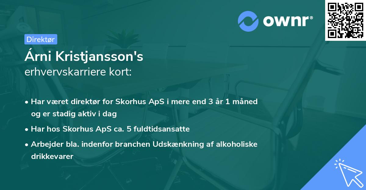 Árni Kristjansson's erhvervskarriere kort