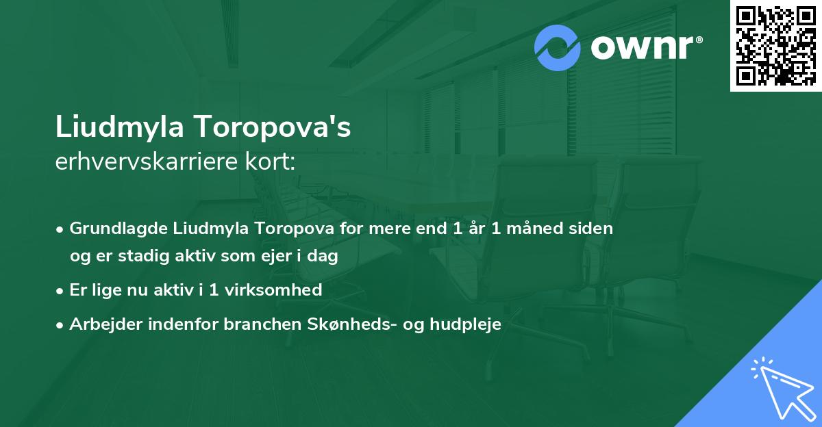 Liudmyla Toropova's erhvervskarriere kort