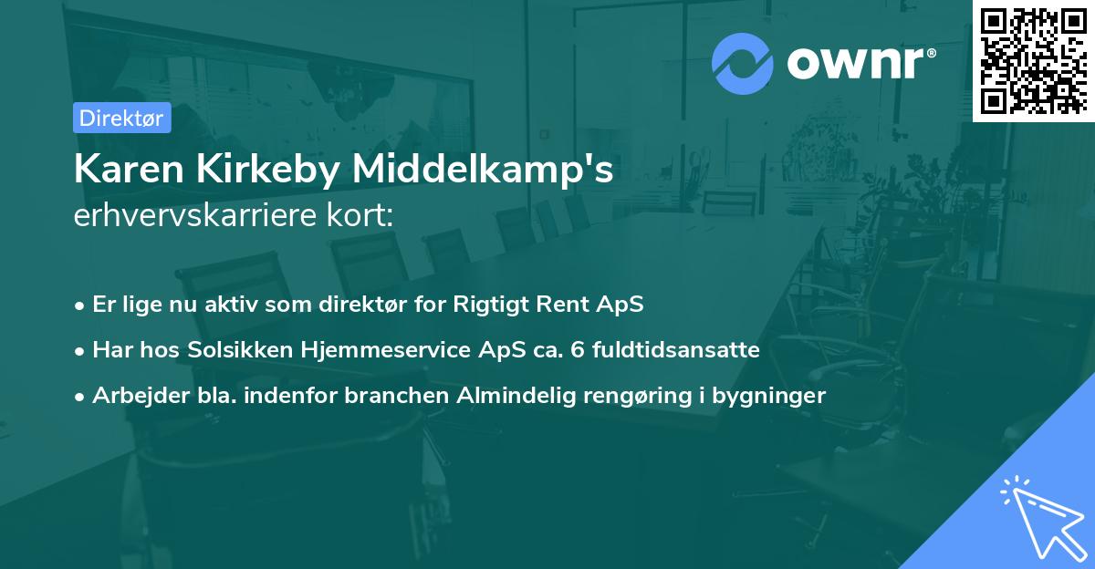 Karen Kirkeby Middelkamp's erhvervskarriere kort