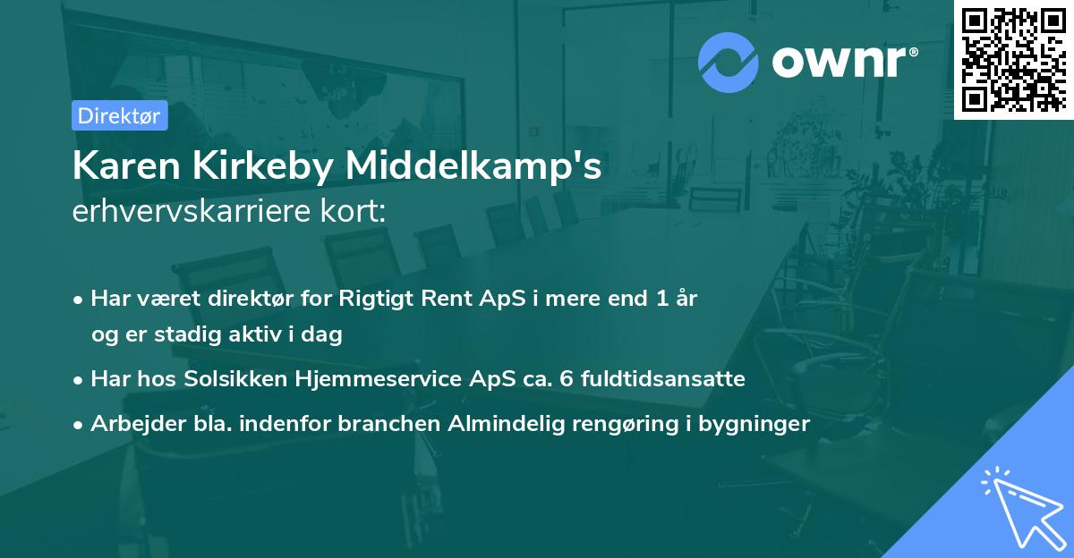 Karen Kirkeby Middelkamp's erhvervskarriere kort