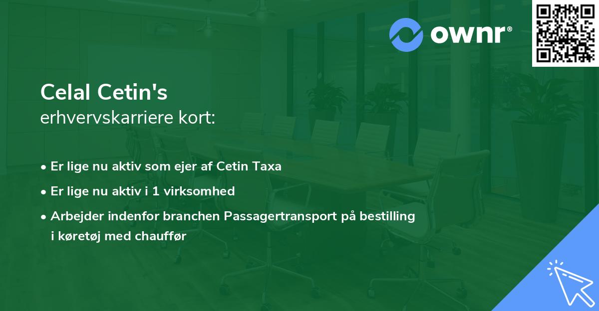 Celal Cetin's erhvervskarriere kort