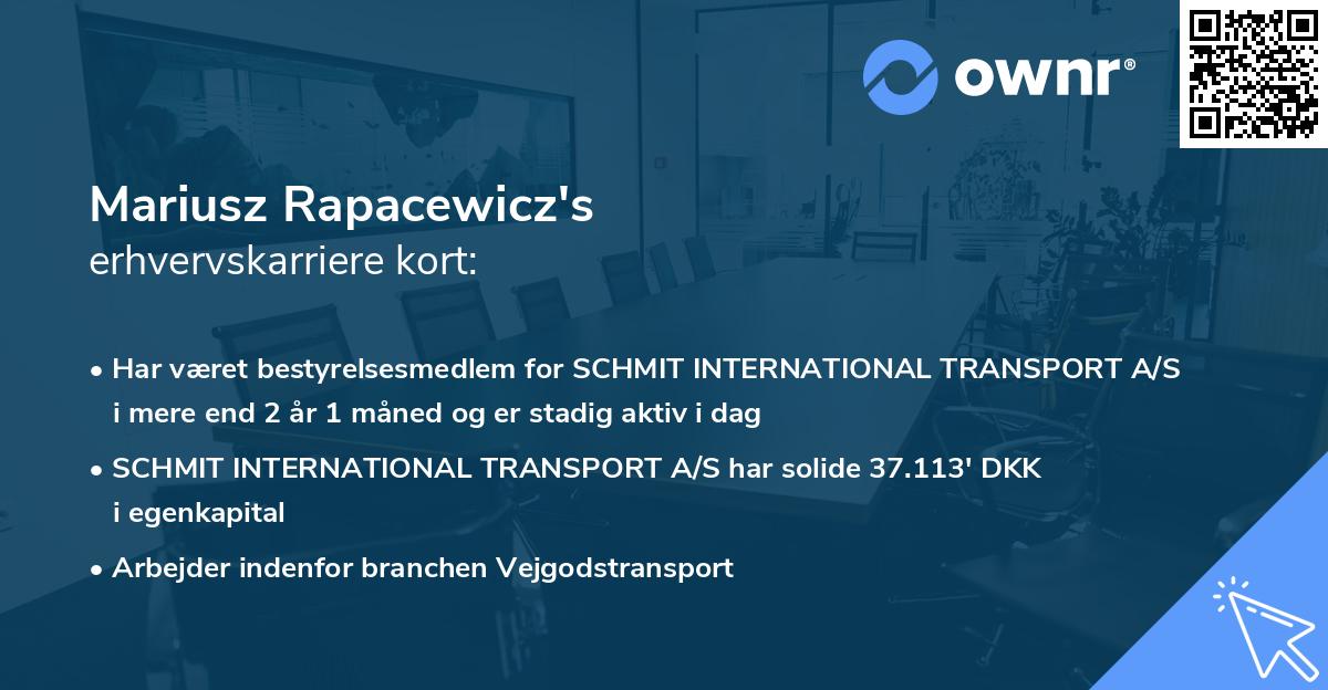 Mariusz Rapacewicz's erhvervskarriere kort