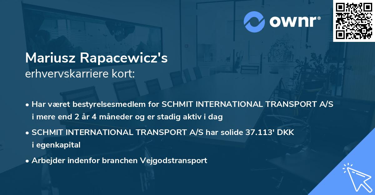 Mariusz Rapacewicz's erhvervskarriere kort