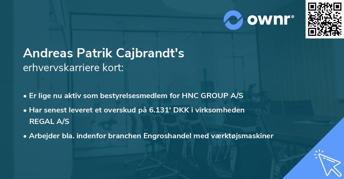 Andreas Patrik Cajbrandt's erhvervskarriere kort