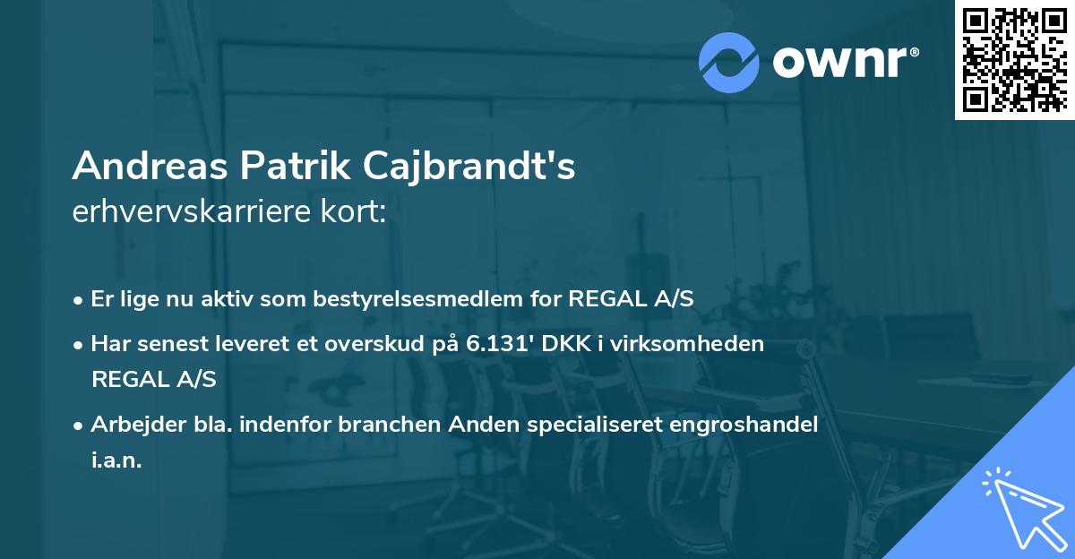 Andreas Patrik Cajbrandt's erhvervskarriere kort