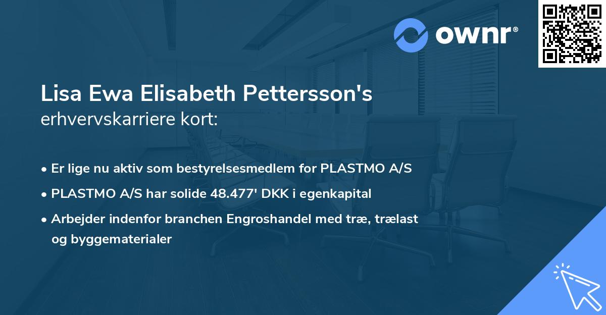 Lisa Ewa Elisabeth Pettersson's erhvervskarriere kort