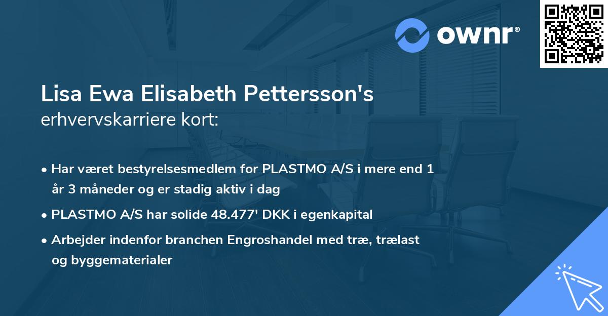 Lisa Ewa Elisabeth Pettersson's erhvervskarriere kort