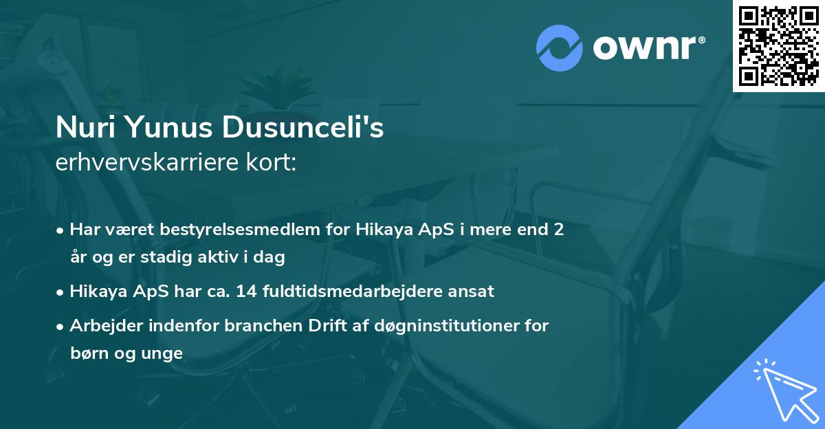 Nuri Yunus Dusunceli's erhvervskarriere kort