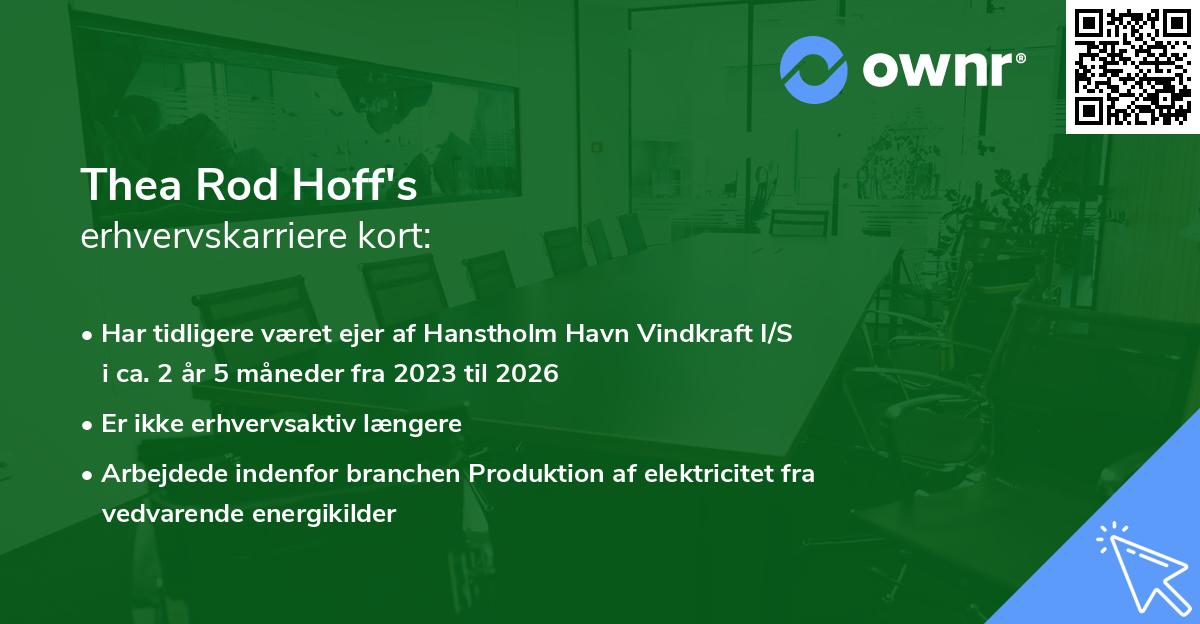 Thea Rod Hoff's erhvervskarriere kort