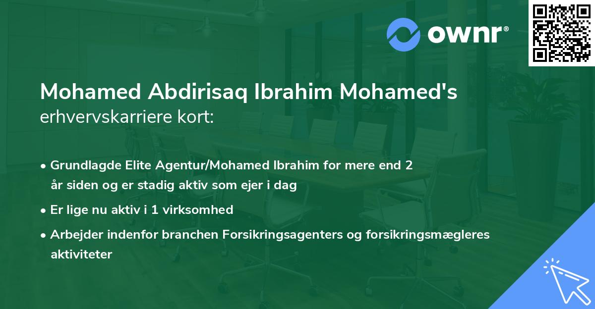 Mohamed Abdirisaq Ibrahim Mohamed's erhvervskarriere kort