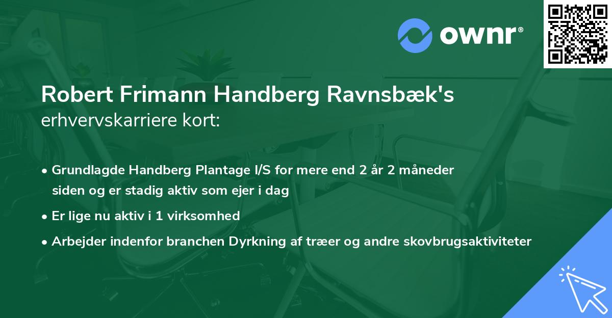 Robert Frimann Handberg Ravnsbæk's erhvervskarriere kort