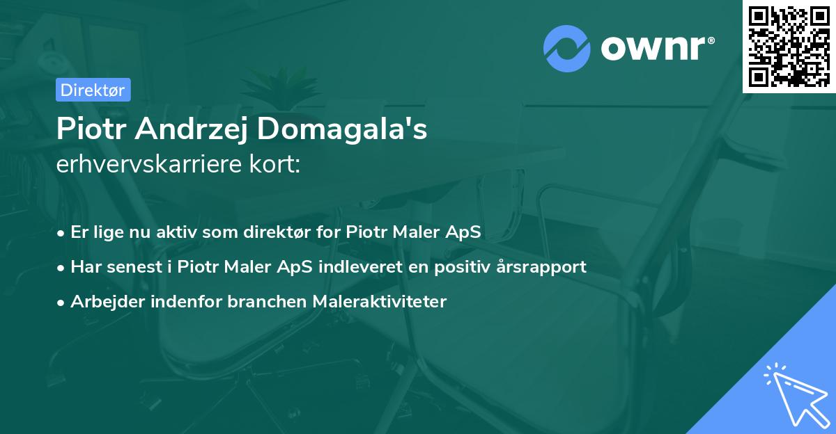 Piotr Andrzej Domagala's erhvervskarriere kort